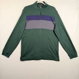 Club Room Men’s Medium Green 1/4 Zip Mock Neck Pullover Cotton Blend